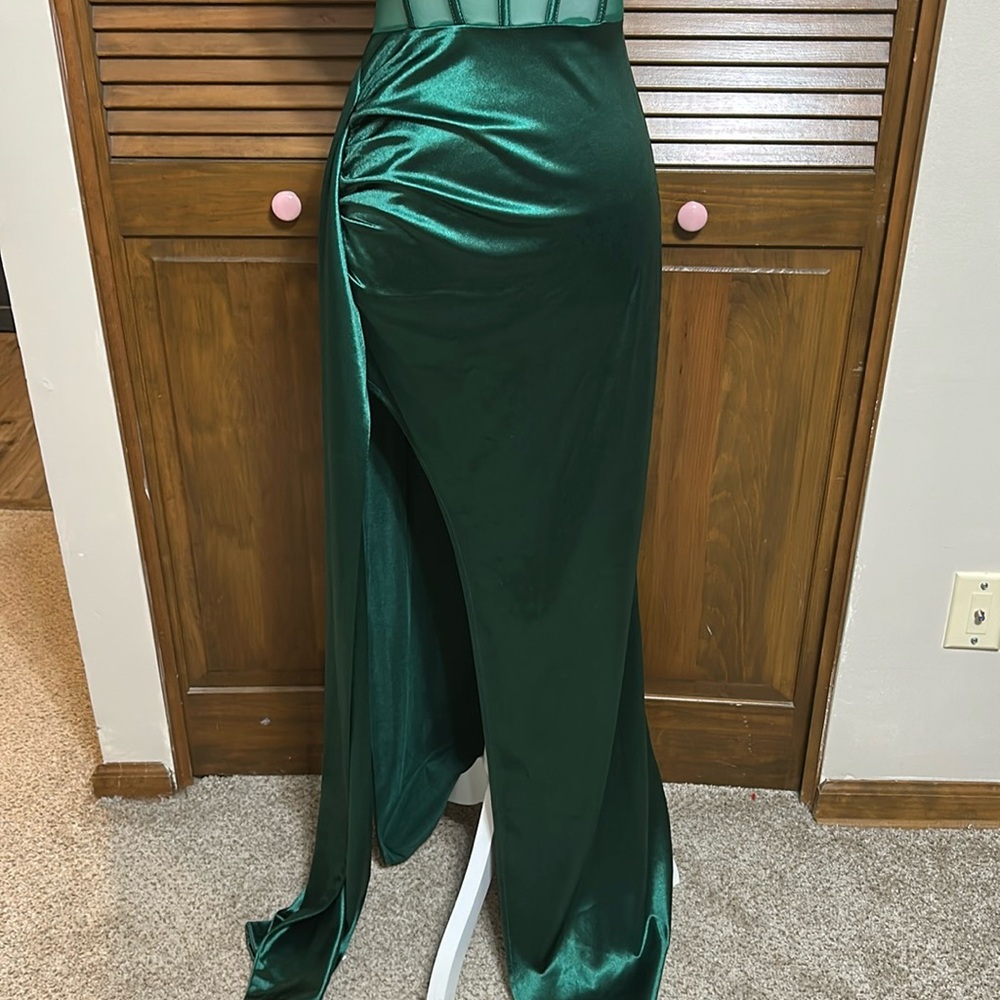 Windsor Elegant Green Evening Event Prom Corset Side Slit with Sash Gown Size S - Picture 4 of 10